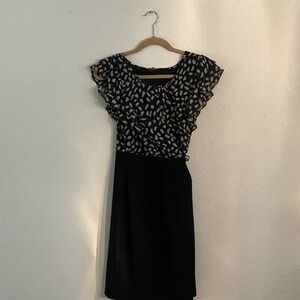 Apt. 9 Black and Cream Ruffle Midi Dress